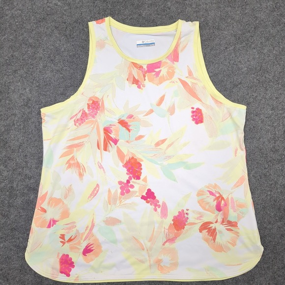 Columbia Sportswear Company Floral Tank Top XL TG Yellow Pink‎ Orange - Picture 2 of 10